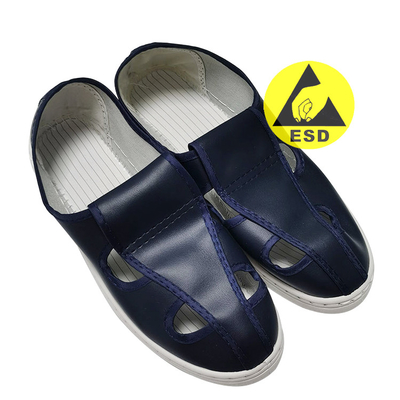 Perlindungan Anti Statis Sepatu Safety PVC ESD Empat Lubang Biru Laut