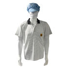 ESD T-Shirt Putih 7MM Strip 99% Polyester + 1% Konduktif Sutra Pakaian Anti Static POLO