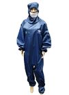Pakaian Aman ESD ISO 4 Cleanroom Dengan Hood Boots Terlampir Dan Masker Wajah