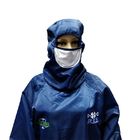 Pakaian Aman ESD ISO 4 Cleanroom Dengan Hood Boots Terlampir Dan Masker Wajah