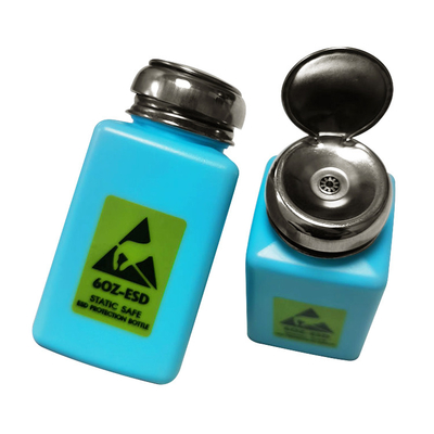 Botol Dispenser ESD Pelarut Alkohol Plastik Antistatik 6OZ Biru