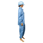 Blue 5mm Stripe Polyester Lint Free ESD Suit Untuk Workwear Industri