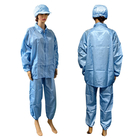 Blue 5mm Stripe Polyester Lint Free ESD Suit Untuk Workwear Industri