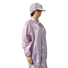 Lab Polyester ESD Antistatic Split Suit 5mm Grid Pink Desain Khusus