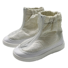 White Antistatic PU Gird ESD Fabric Short Boots Untuk Cleanroom