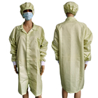 Pabrik Lab Menggunakan 2.5mm Grid Polyester ESD Antistatic Gown Untuk Cleanroom Yellow