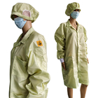 Pabrik Lab Menggunakan 2.5mm Grid Polyester ESD Antistatic Gown Untuk Cleanroom Yellow