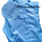 Fluid Repellent Static Control Clean Room ESD Polyester Fabric Dengan 5mm Carbon Stripe