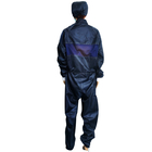 5mm Grid Dark Blue ESD Cleanroom Jumpsuit Coverall Untuk Industri Elektronik
