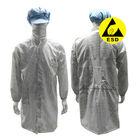 5mm Grid ESD Antistatic Safety Coat Breathable Mesh Back Untuk Kamar Bersih