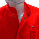 Cleanroom Merah 5mm Grid ESD Pakaian Anti-statis dengan 98% Polyester 2% Serat Karbon