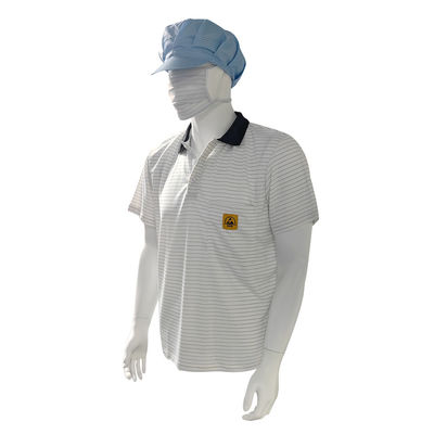 7MM Strip ESD T-Shirt Polyester Konduktif Sutra Menenun Anti Static Polo Shirt