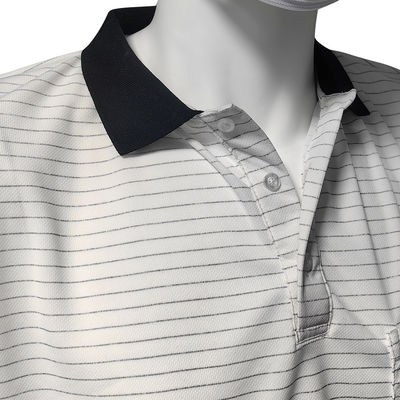7MM Strip ESD T-Shirt Polyester Konduktif Sutra Menenun Anti Static Polo Shirt