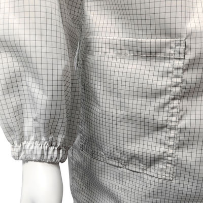 98% Polyester + 2% Serat Karbon 5mm Grid ESD Antistatik Pakaian Keamanan Bernafas Mesh kembali untuk Cleanroom
