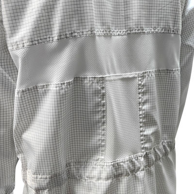 98% Polyester + 2% Serat Karbon 5mm Grid ESD Antistatik Pakaian Keamanan Bernafas Mesh kembali untuk Cleanroom