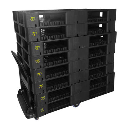 1200*800*140mm ESD Stacking Black Plastic Electronic Pallet untuk Industri