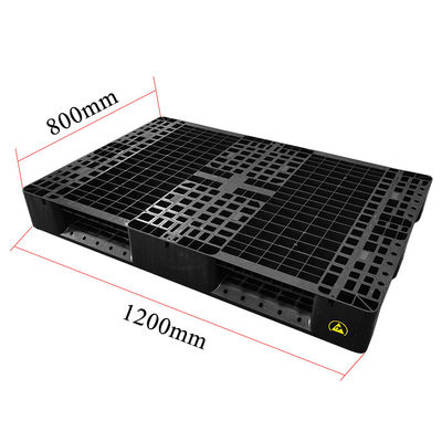 1200*800*140mm ESD Stacking Black Plastic Electronic Pallet untuk Industri
