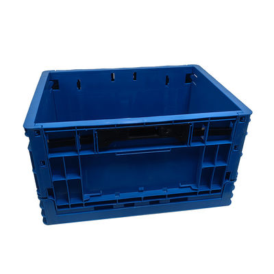 Kotak penyimpanan lipat ESD Biru Plastik Ditempelkan Tutup Turnover Cage
