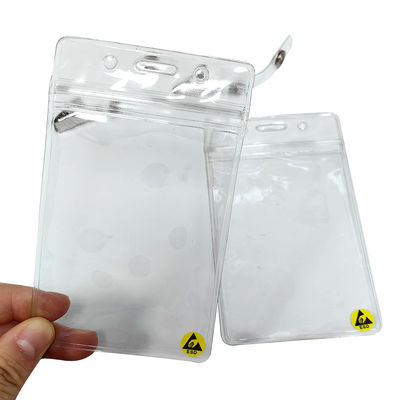 Clear Waterproof ESD Antistatic Plastic ID Card Holder Card Badge Case Holder Dengan Clip