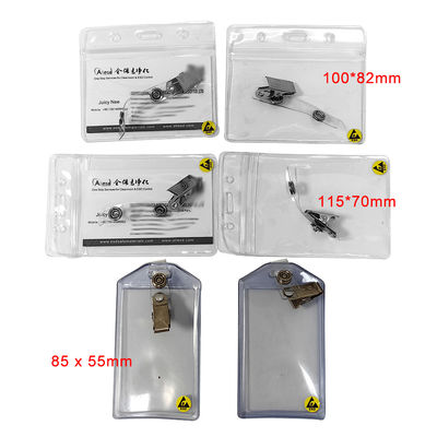 Clear Waterproof ESD Antistatic Plastic ID Card Holder Card Badge Case Holder Dengan Clip