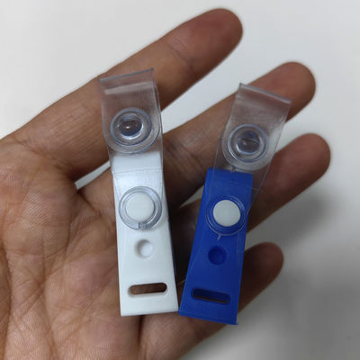 Eksklusif Clip Plastik Biru Putih Gantung Anti Slip Clip Plastik ID Holder Badge