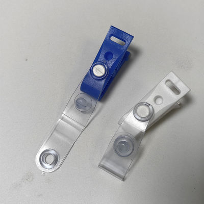 Eksklusif Clip Plastik Biru Putih Gantung Anti Slip Clip Plastik ID Holder Badge