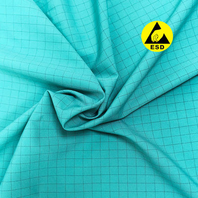 ESD Antistatic 7mm Grid Fabric 98% Polyester + 2% Karbon Konduktif Fabric untuk Pakaian ESD