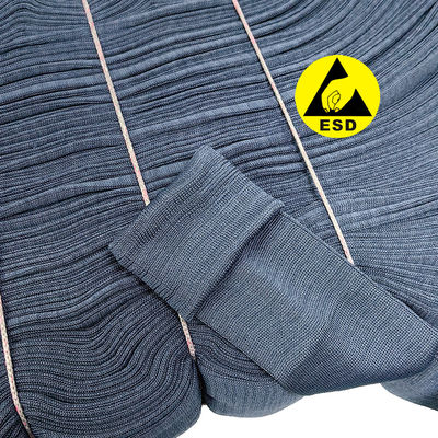 93% Polyester 7% Serat Karbon ESD Kain Rib Antistatik untuk Kantong Pakaian Kamar Bersih