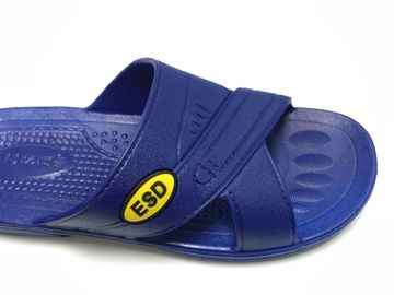 Biru Hitam Putih ESD Safe Material SPU ESD Slipper Cross Type Symbol Timbul