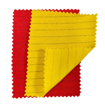 Cvc Kain Antistatik Pique Dipaku Untuk Esd Polo Shirt Merah Kuning 260gsm