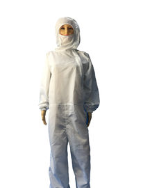 Biotech / Pharmaceutical ESD Safe Material Cleanroom ESD Suit Dengan Hood Dan Facemask