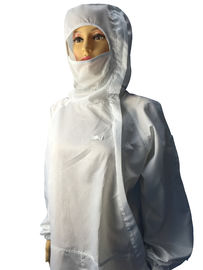Biotech / Pharmaceutical ESD Safe Material Cleanroom ESD Suit Dengan Hood Dan Facemask