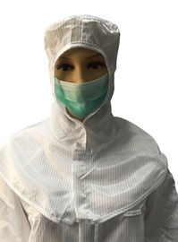Polyester ESD Pakaian Aman Selendang Bebas Debu Penutupan Velcro Depan Anti Statis
