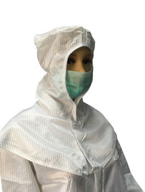 Polyester ESD Pakaian Aman Selendang Bebas Debu Penutupan Velcro Depan Anti Statis