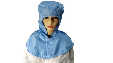 Polyester ESD Pakaian Aman Selendang Bebas Debu Penutupan Velcro Depan Anti Statis