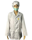 Jaket ESD Disipatif Statis 2.5mm Grid Putih Dan Biru Untuk Ruang Bersih EPA