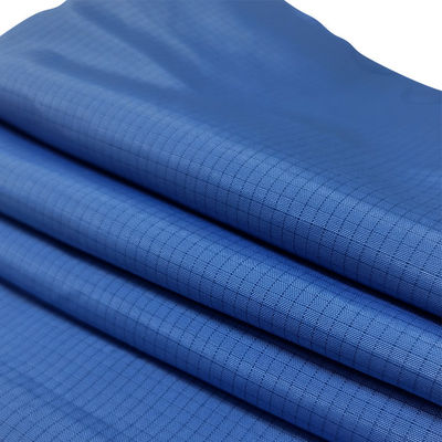 Biru 65% Poliester 32% Katun 2% Serat Karbon Kain ESD Hitam 4mm Grid Wire Konduktif Merah Anti Static TC Kain
