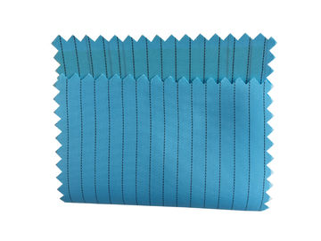 Kain ESD Bebas Debu 5mm Stripe 100D X 100D Woven Twill Untuk Workwear ESD Cap