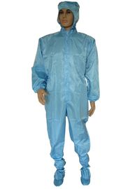 Ritsleting Penutupan Polyester ESD Overall Dengan Hood 98% PET 2% Serat Konduktif