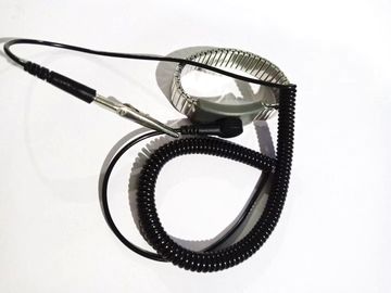 Tali Pergelangan Tangan ESD Stainless Steel Hitam Disipatif Statis 1.8m 2.4m 3.6m Panjang Kabel