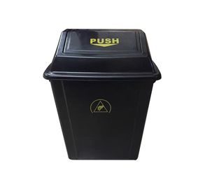 Gaya Tutup Tempat Sampah ESD Permanen / Keranjang Sampah Warna Hitam dengan Simbol ESD