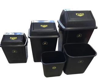 Gaya Tutup Tempat Sampah ESD Permanen / Keranjang Sampah Warna Hitam dengan Simbol ESD