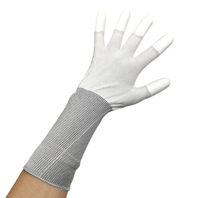 13 Inch Putih diperpanjang PU Lapisan Top Fit Sarung Tangan PU Polyester Working