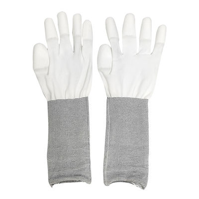 13 Inch Putih diperpanjang PU Lapisan Top Fit Sarung Tangan PU Polyester Working