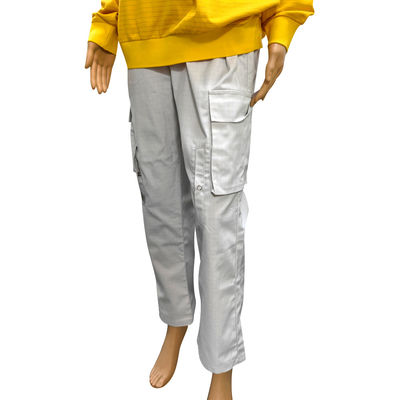Pantalon Panjang Antistatik Ruang Bersih 67% Polyester + 31% Katun + 2% Serat Karbon Pantalon ESD Abu-abu