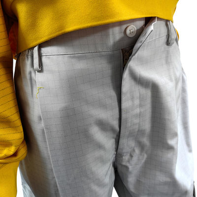 Pantalon Panjang Antistatik Ruang Bersih 67% Polyester + 31% Katun + 2% Serat Karbon Pantalon ESD Abu-abu