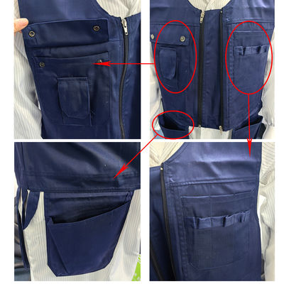 Navy Blue Denim Fabric Tool Vest Anti-Static Tool Kit Work Vest untuk Ahli Listrik