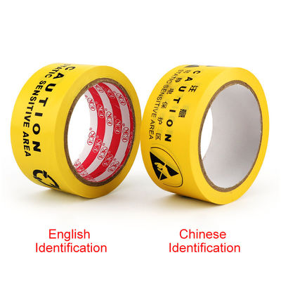 Pita peringatan anti-statis ESD kuning Pita identifikasi Cina atau Inggris Zona perlindungan Pita lantai PVC