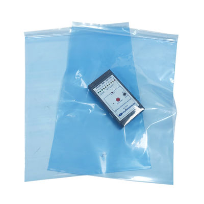 Blue PE ESD Zip Lock Shielding Bag Untuk Cleanroom Packaging Komponen Elektronik Kecil Dan Menengah