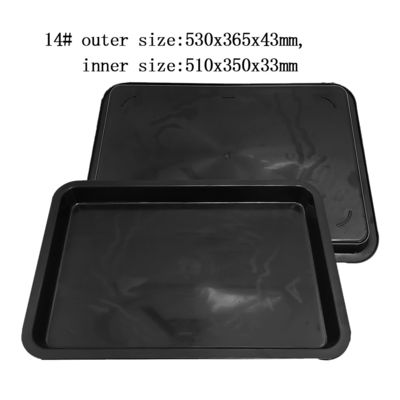 530x365x43mm ESD Antistatic Square Trays Hitam Plastik persegi panjang Cekung ESD Tray ESD Lingkaran Elektronik Putar